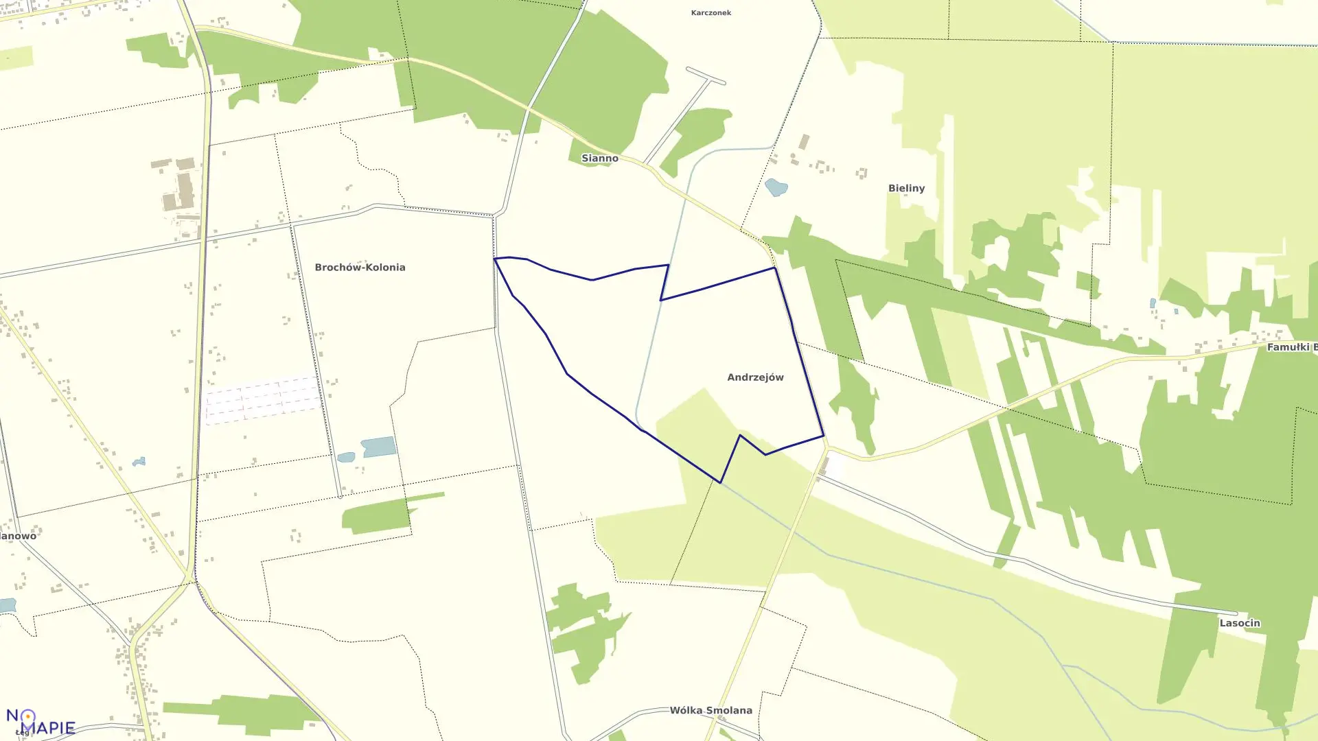 Mapa obrębu ANDRZEJÓW w gminie Brochów