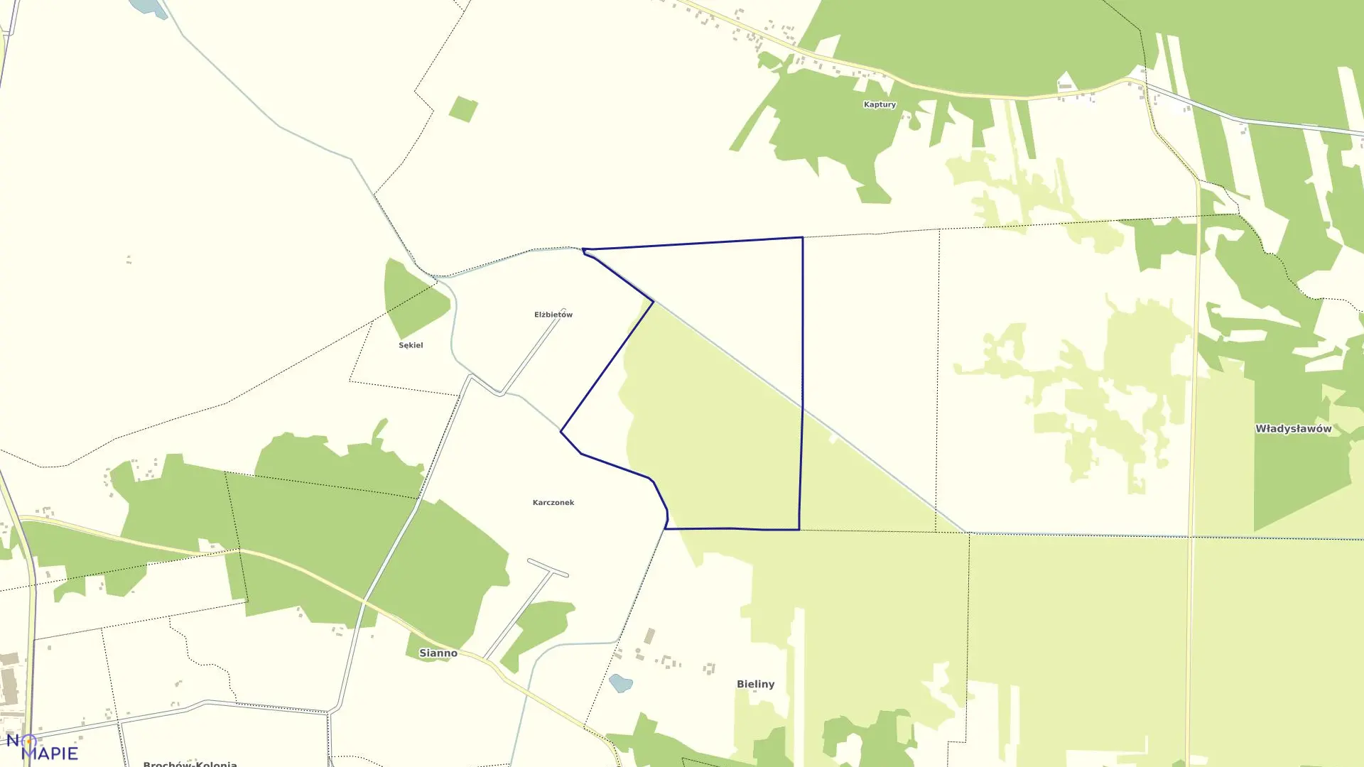 Mapa obrębu BROCHÓW ŁĄKI w gminie Brochów