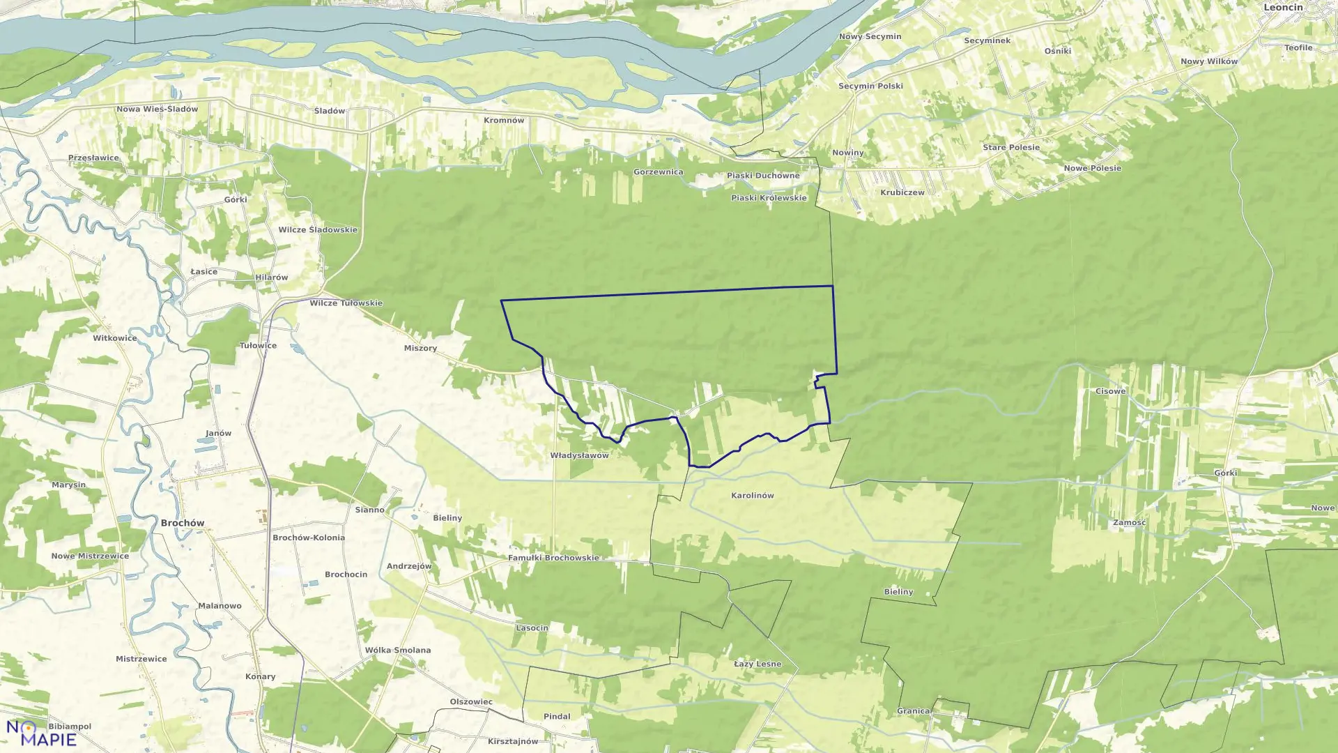 Mapa obrębu FAMUŁKI KRÓLEWSKIE w gminie Brochów