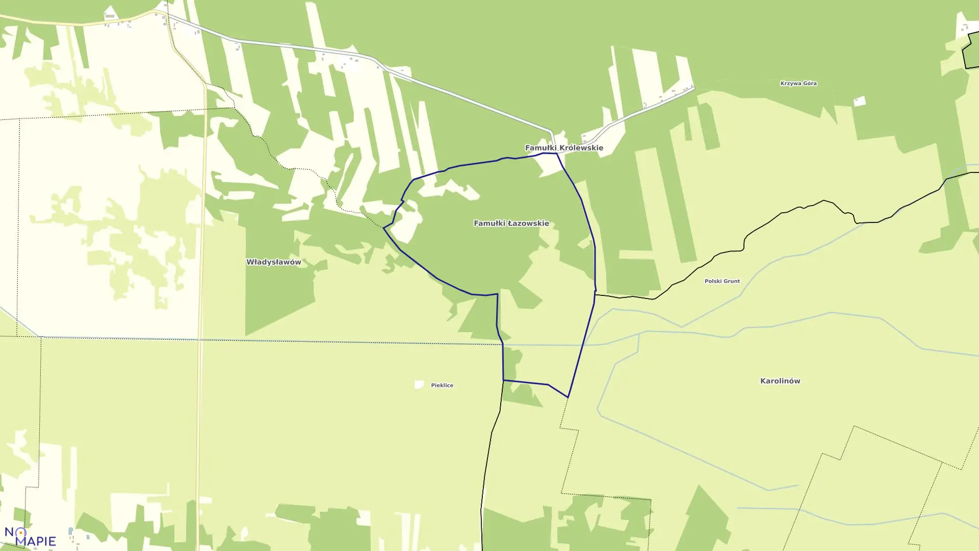 Mapa obrębu FAMUŁKI ŁAZOWSKIE w gminie Brochów