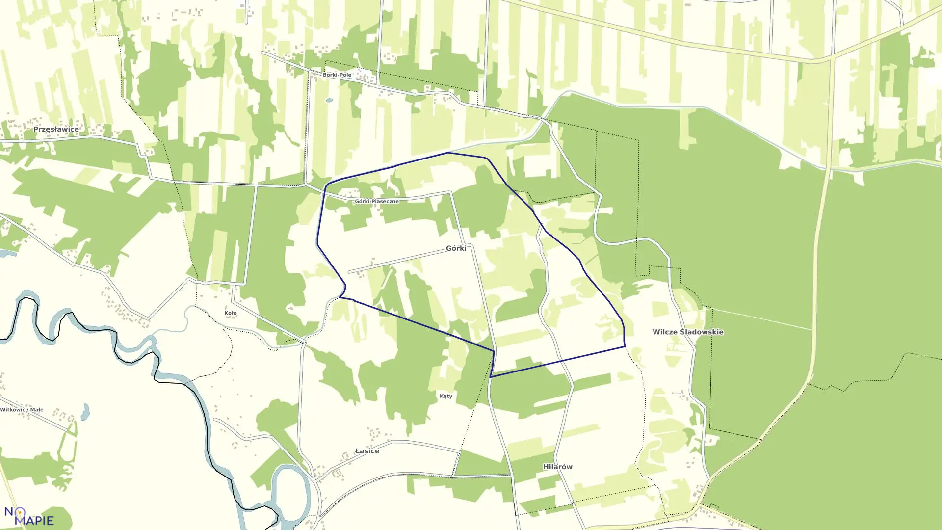 Mapa obrębu GÓRKI w gminie Brochów
