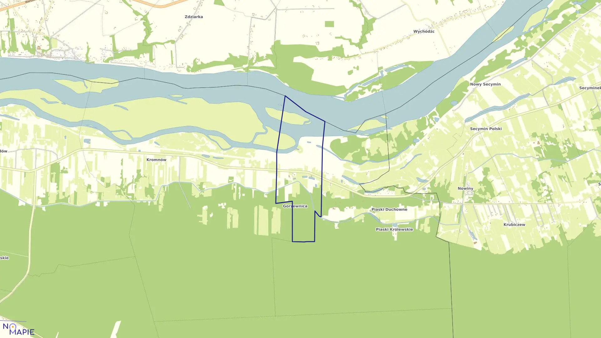 Mapa obrębu GORZEWNICA w gminie Brochów