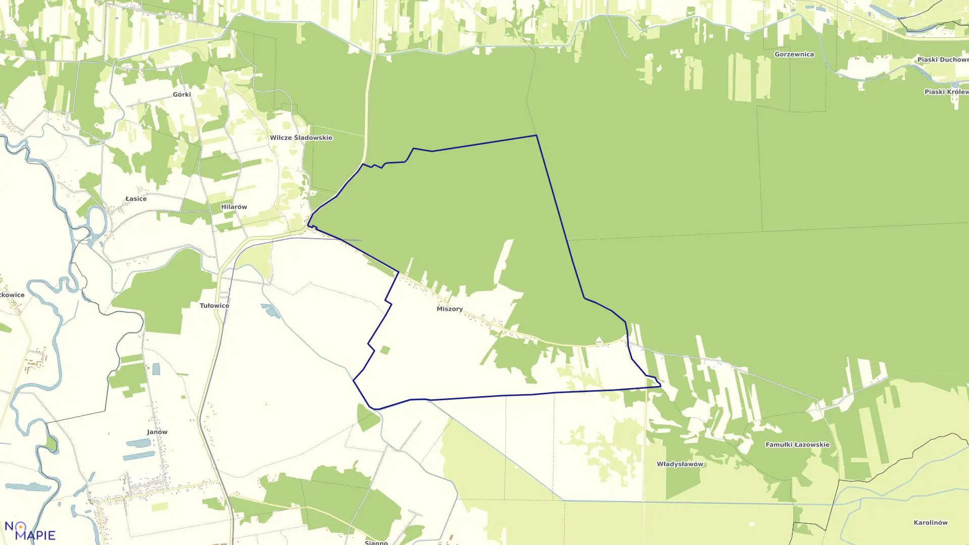 Mapa obrębu MISZORY w gminie Brochów