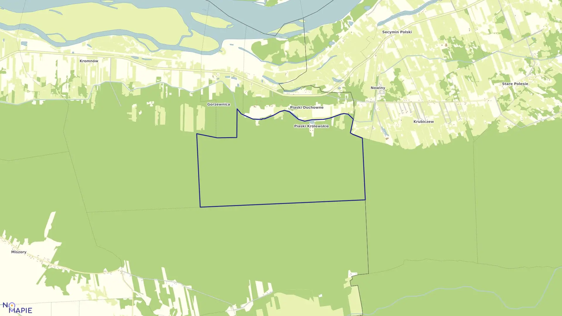 Mapa obrębu PIASKI KRÓLEWSKIE w gminie Brochów