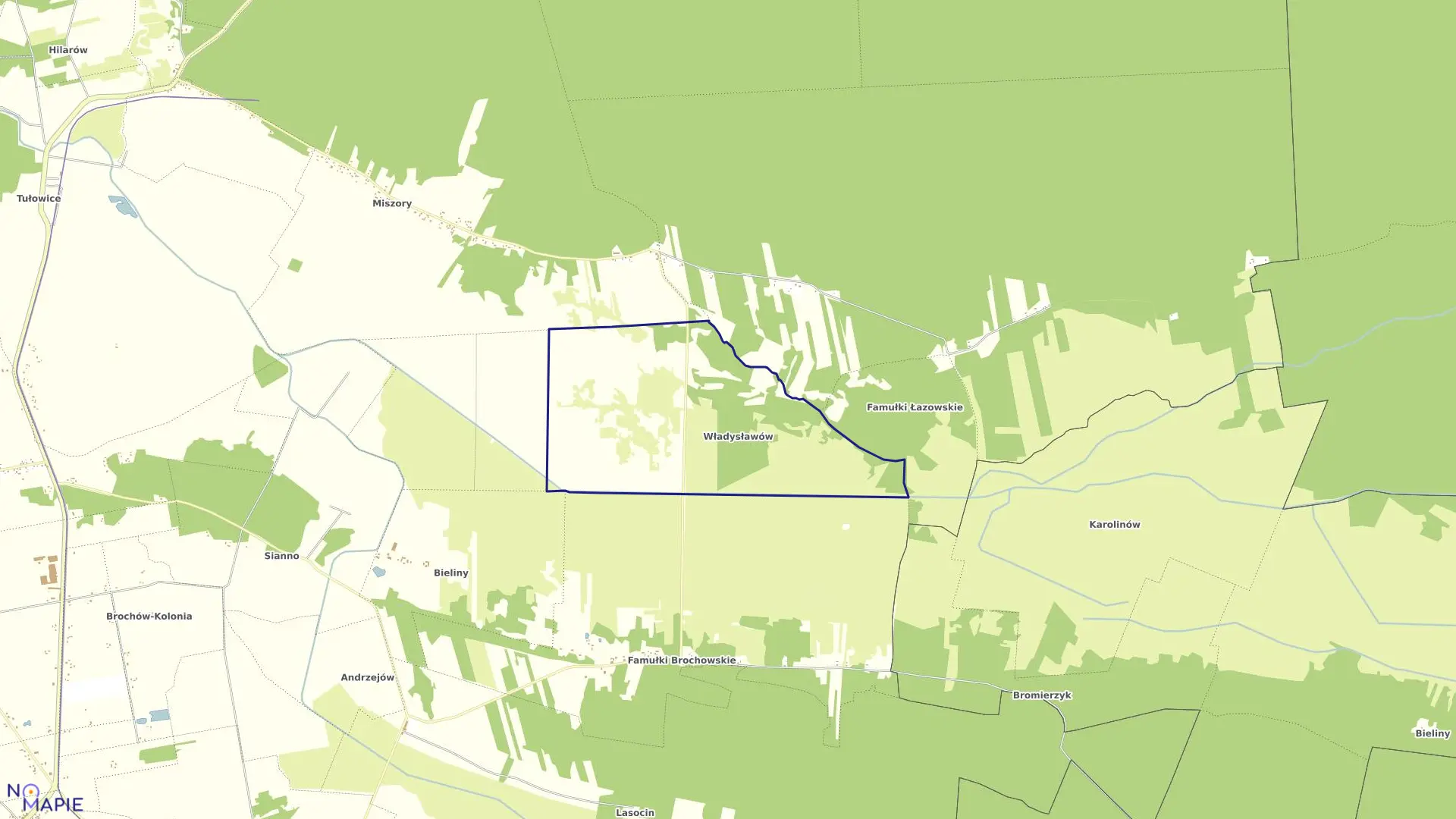 Mapa obrębu WŁADYSŁAWÓW w gminie Brochów