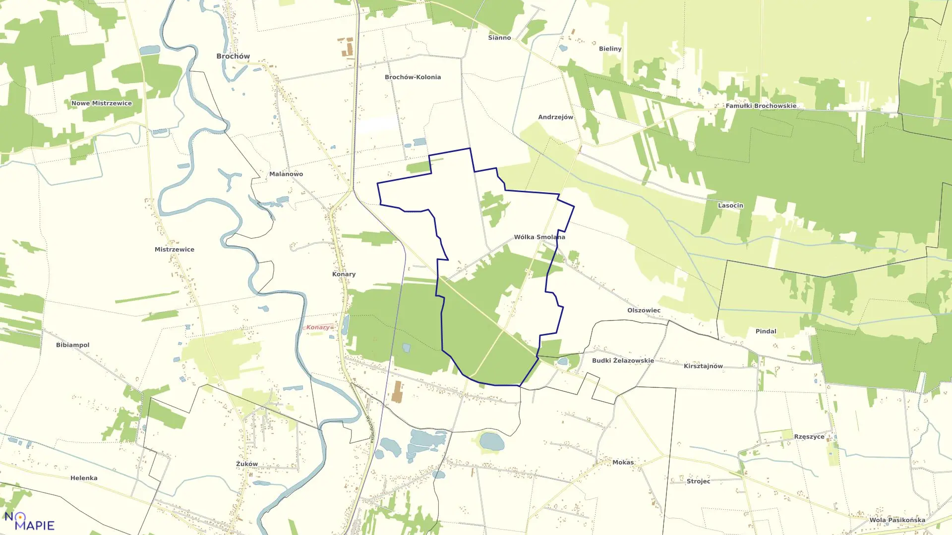 Mapa obrębu WÓLKA SMOLANA w gminie Brochów